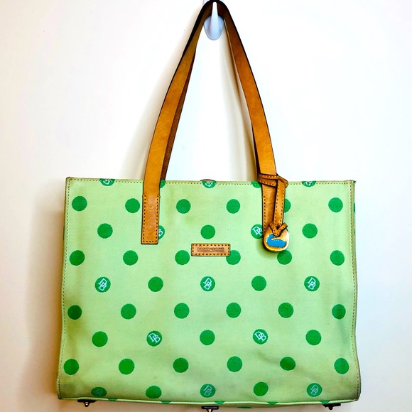 Dooney & Bourke Handbags - Dooney & Bourke Green Polka Dot Bag East West Collection